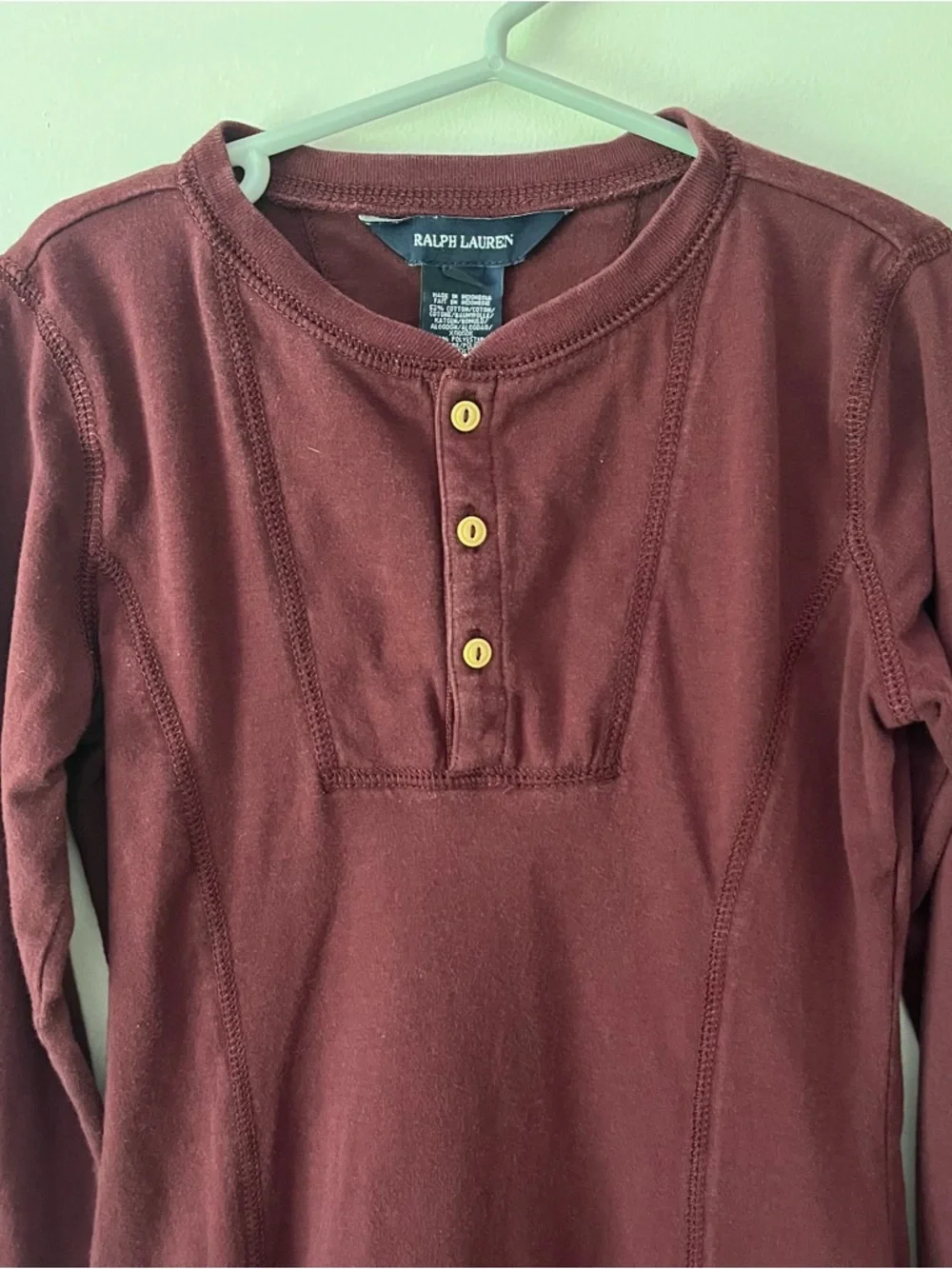 Girls Ralph Lauren Burgundy Dress 6 Henley Long Sleeve